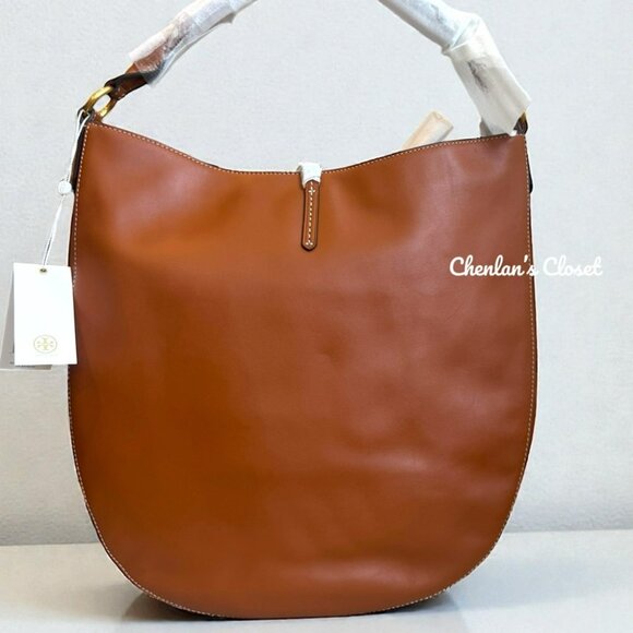 Tory Burch Metal Miller Slouchy Hobo With Long Strap Brown With Gold Hardware - Picture 11 of 16